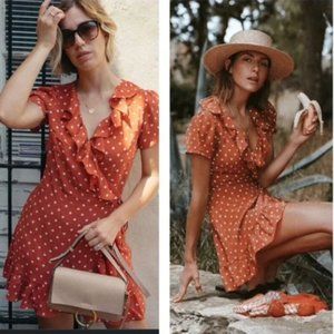Realisation Par- Valentina Red Polka Dot Short Sleeve Mini Wrap XS- RARE